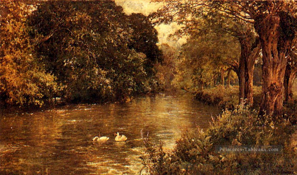 Neath O er Branches suspendues paysage Alfred de Breanski Snr ruisseau Peintures à l'huile